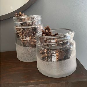 2 Frosted Glass Decor Containers